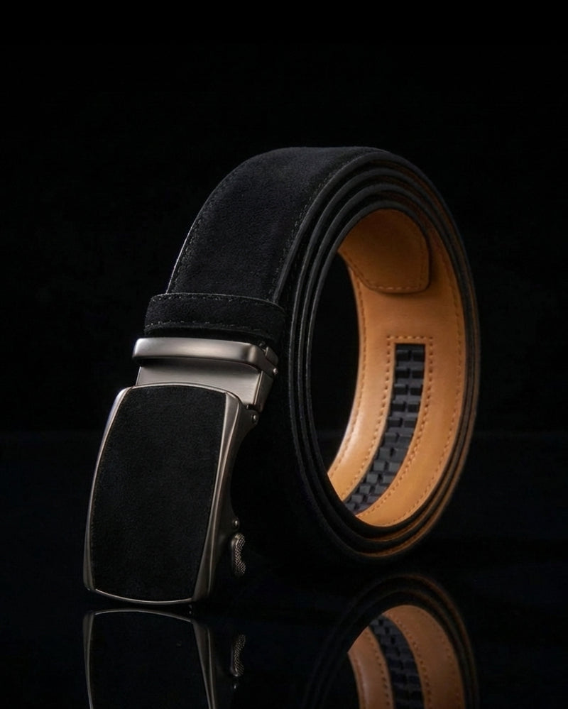 חגורת עור זמש שחורה לגברים Devos