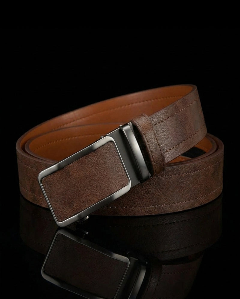 חגורת עור חומה לגבר עם אבזם אוטומטי Devos