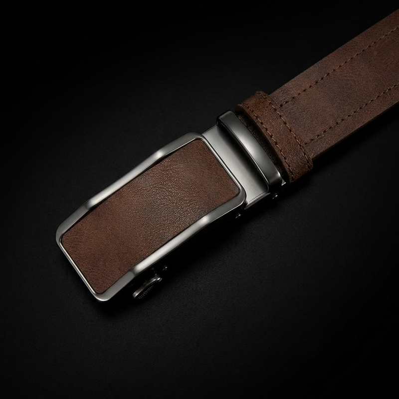 חגורת עור חומה לגבר עם אבזם אוטומטי Devos